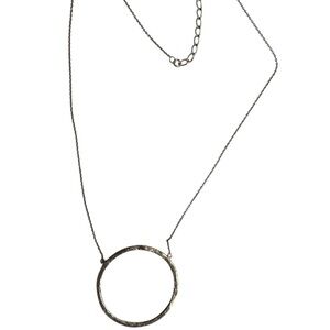 Silpada Duomo Hammered Sterling Silver Open Circle Necklace 16" + 2" Extender